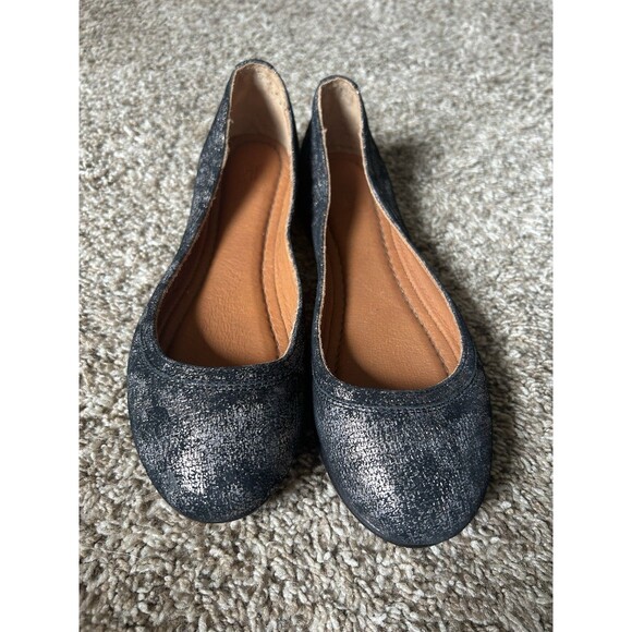 Frye Shoes Women's 7.5 B Carson Ballet Flats Comfort Round Toe Leather Gunmetal - Picture 2 of 7